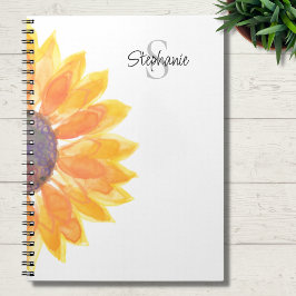 名前モノグラムひまわり ノートブック