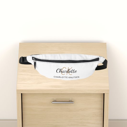 名前モノグラムイニシャルスクリプトシンプル ファニーパック