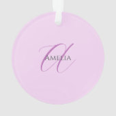 名前モノグラムイニシャルレターオーキッド&薄紫 オーナメント (裏面)
