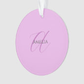 名前モノグラムイニシャルレターオーキッド&薄紫 オーナメント (正面)