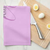 名前モノグラムイニシャルレターオーキッド&薄紫 キッチンタオル (四つ折り)