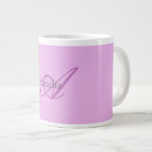 名前モノグラムイニシャルレターオーキッド&薄紫 ジャンボコーヒーマグカップ (正面右)