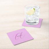 名前モノグラムイニシャルレターオーキッド&薄紫 スクエアペーパーコースター (インサイチュ)