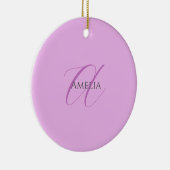 名前モノグラムイニシャルレターオーキッド&薄紫 セラミックオーナメント (右)