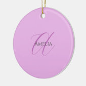 名前モノグラムイニシャルレターオーキッド&薄紫 セラミックオーナメント (左)