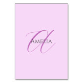 名前モノグラムイニシャルレターオーキッド&薄紫 テーブルナンバー (裏面)