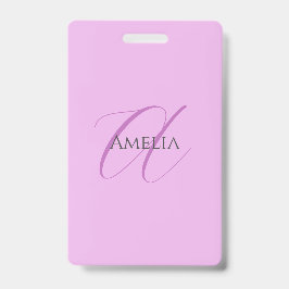 名前モノグラムイニシャルレターオーキッド&薄紫 バッジ