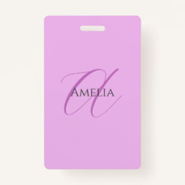 名前モノグラムイニシャルレターオーキッド&薄紫 バッジ