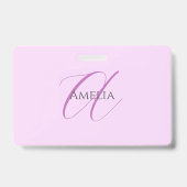 名前モノグラムイニシャルレターオーキッド&薄紫 バッジ (裏面)