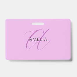 名前モノグラムイニシャルレターオーキッド&薄紫 バッジ