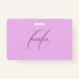 名前モノグラムイニシャルレターオーキッド&薄紫 バッジ
