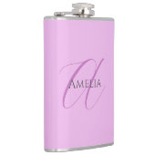 名前モノグラムイニシャルレターオーキッド&薄紫 フラスク (右)
