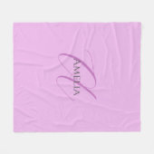 名前モノグラムイニシャルレターオーキッド&薄紫 フリースブランケット (正面(横))