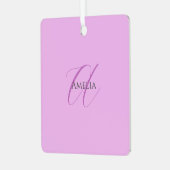 名前モノグラムイニシャルレターオーキッド&薄紫 メタルオーナメント (正面左)