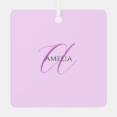 名前モノグラムイニシャルレターオーキッド&薄紫 メタルオーナメント (裏面)