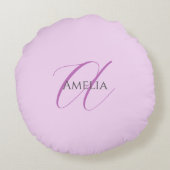 名前モノグラムイニシャルレターオーキッド&薄紫 ラウンドクッション (裏面)