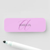 名前モノグラムイニシャルレターオーキッド&薄紫 名札 (インサイチュ)