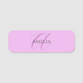 名前モノグラムイニシャルレターオーキッド&薄紫 名札