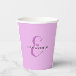名前モノグラムイニシャルレターオーキッド&薄紫 紙コップ