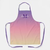 名前モノグラムエプロングラデーション付き可愛い紫色の夕日 エプロン (正面)