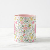 名前モノグラムエレガントかわいいパタガーリーーンピンク マグカップ (中央)