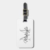 名前モノグラムエレガントスクリプト ラゲッジタグ (正面縦)