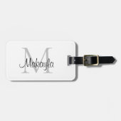 名前モノグラムエレガントスクリプト ラゲッジタグ (正面横)
