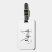 名前モノグラムエレガントスクリプト ラゲッジタグ (正面縦)