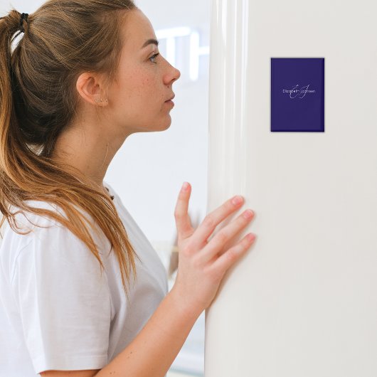 名前モノグラムクラシック青と白 マグネット