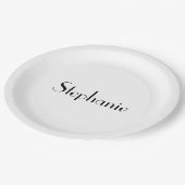 名前モノグラムテンプレート白黒かわいいカスタム ペーパープレート (アングル)