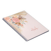 名前モノグラムパンパスグラスバラ金ゴールド花模様 ノートブック (右側)