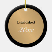 名前モノグラムパーソナライズされた金ゴールドメタリックボタン セラミックオーナメント (裏面)