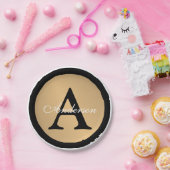 名前モノグラムパーソナライズされた金ゴールドメタリックボタン ペーパープレート (パーティー)