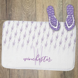 名前モノグラムファームハウスラベンダーフラワーパターン バスマット