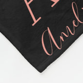 名前モノグラムブラックバラ金ゴールド フリースブランケット (角)