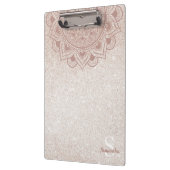 名前モノグラムマンダラロータスヨガバラ金ゴールドシック クリップボード (左)