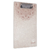 名前モノグラムマンダラロータスヨガバラ金ゴールドシック クリップボード (右)