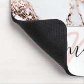 名前モノグラムマーブルバラピンクホワイト抽象芸術 マウスパッド (コーナー)