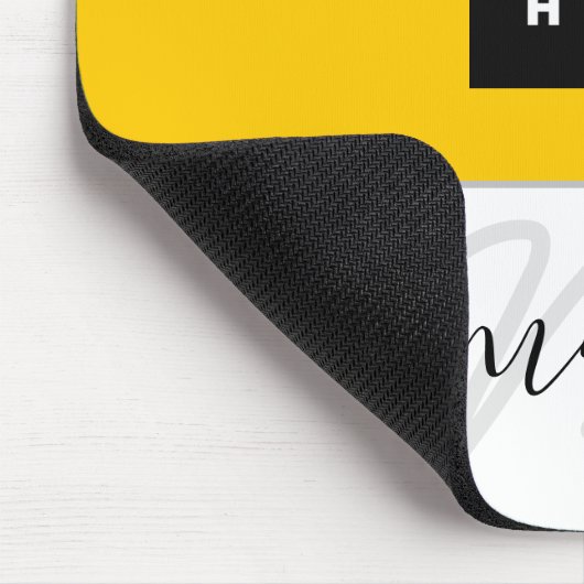 名前モノグラムミニマルイエローレモンホワイトロゴ マウスパッド (コーナー)