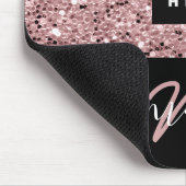 名前モノグラムミニマルピンクグリッターロゴ マウスパッド (コーナー)