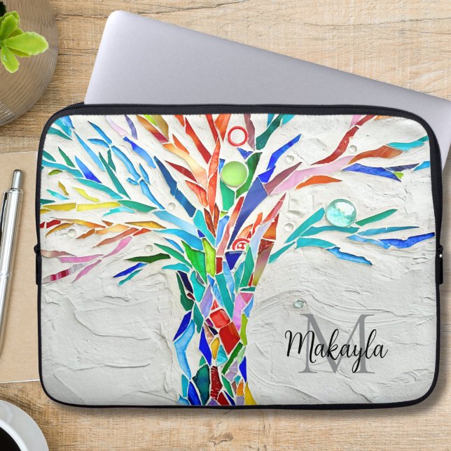 名前モノグラムモザイク ラップトップスリーブ (クリエイターアップロード済み)