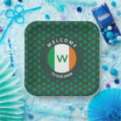 名前モノグラムモダンアイルランド国旗のシャムロック ペーパープレート (パーティー)