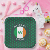 名前モノグラムモダンアイルランド国旗のシャムロック ペーパープレート (パーティー)