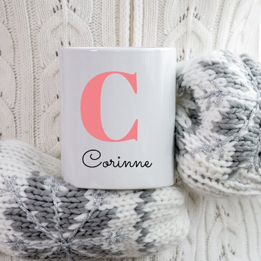 名前モノグラムモダンイニシャルクリスマスプレゼント マグカップ