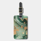 名前モノグラムモダン金ゴールド&グリーンゲード | ラゲッジタグ (正面縦)