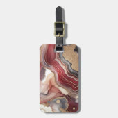 名前モノグラムモダン金ゴールド&マルーンGeode | ラゲッジタグ (正面縦)