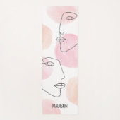 名前モノグラムラインスケッチ顔ピンク ヨガマット (正面)