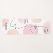 名前モノグラムラインスケッチ顔ピンク ヨガマット (正面(横))