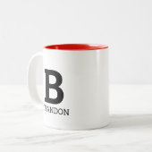 名前モノグラム付き2トーンカラーコーヒーマグギフト ツートーンマグカップ (正面左)