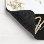 名前モノグラム大理石金ゴールドエレガントバックホワイト マウスパッド (コーナー)